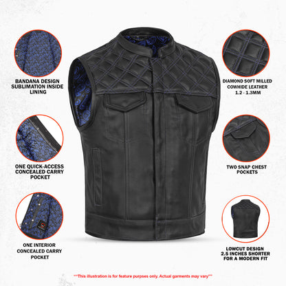 Django - Men’s Lowcut Motorcycle Leather Vest
