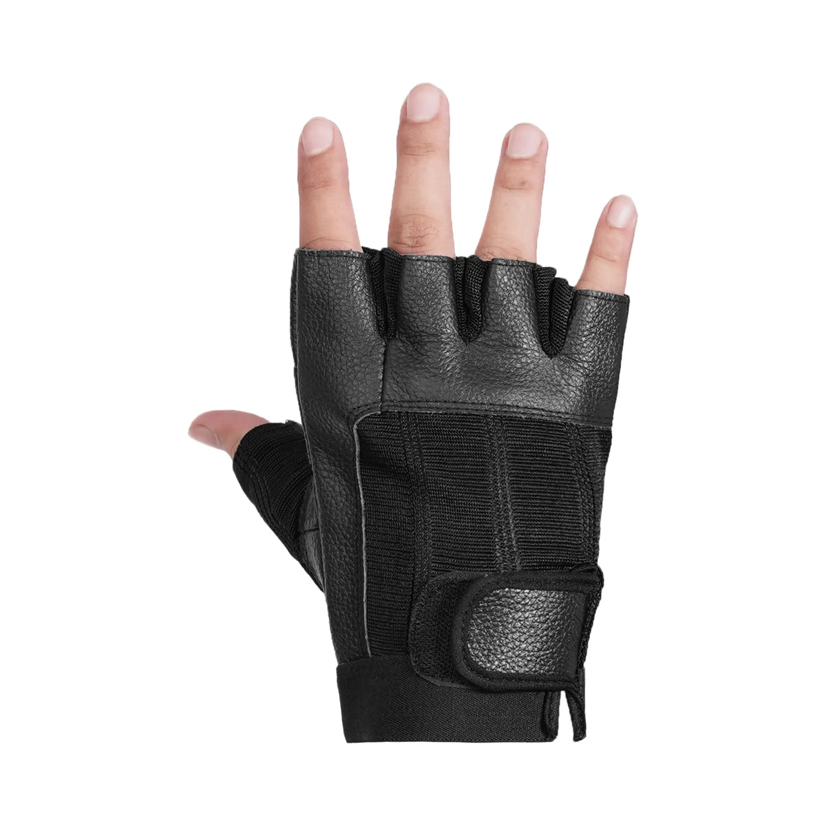 Shadow Force - Men's Leather Motorcycle Fingerless Gloves