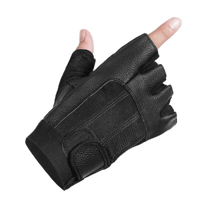 Shadow Force - Men's Leather Motorcycle Fingerless Gloves