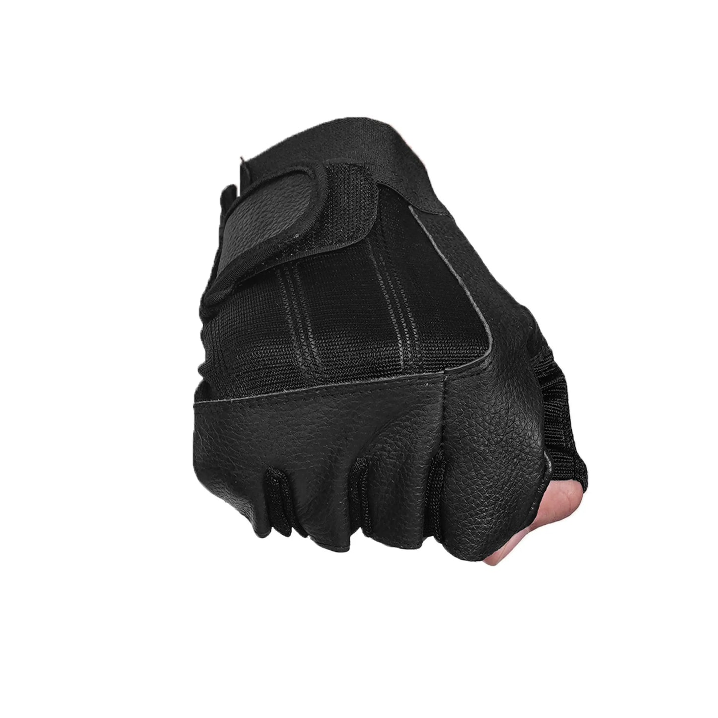 Shadow Force - Men's Leather Motorcycle Fingerless Gloves