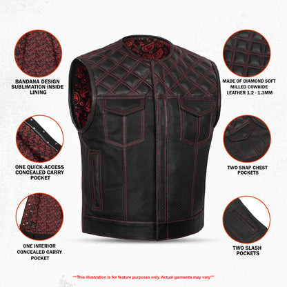 Predator - Men’s Perforated Low Cut Motorcycle Leather Vest