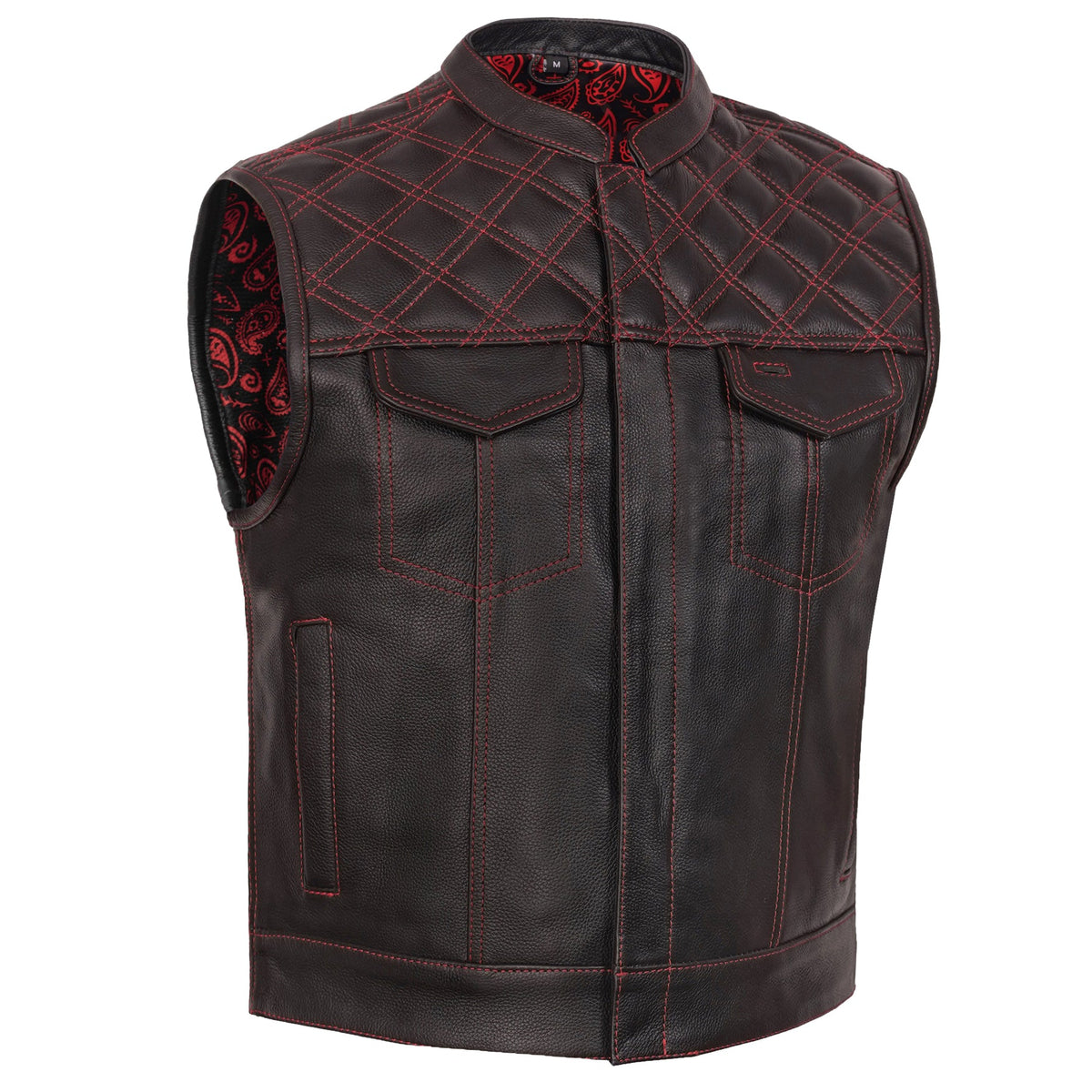 Warlord - Men’s Low Cut Leather Motorcycle Vest