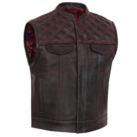 Warlord - Men’s Low Cut Leather Motorcycle Vest