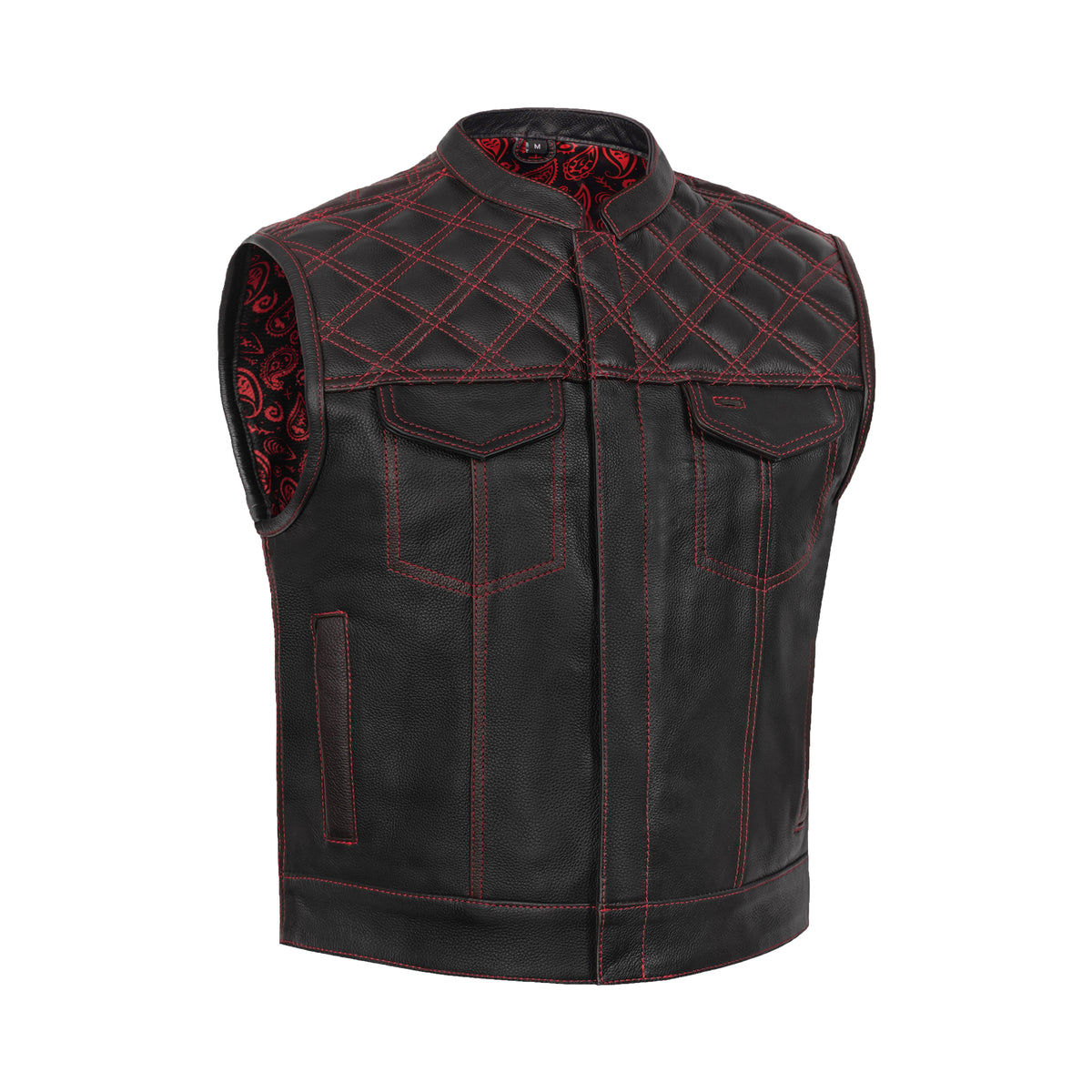 Warlord - Men’s Low Cut Leather Motorcycle Vest