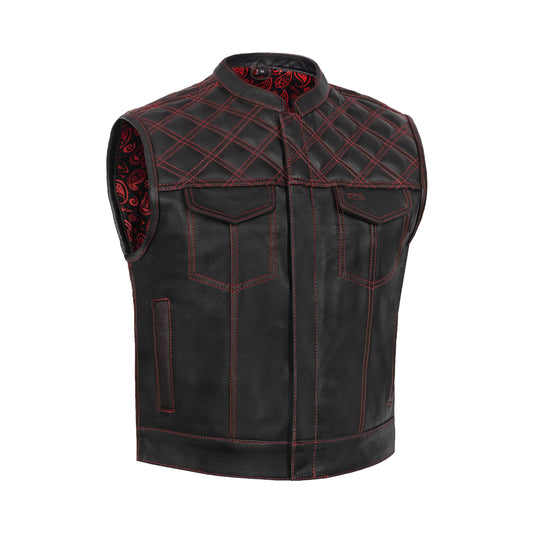 Warlord - Men’s Low Cut Leather Motorcycle Vest