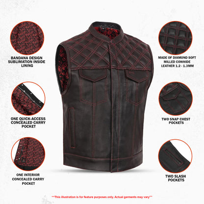 Hellfire - Men's Style Leather Motorcycle Vest