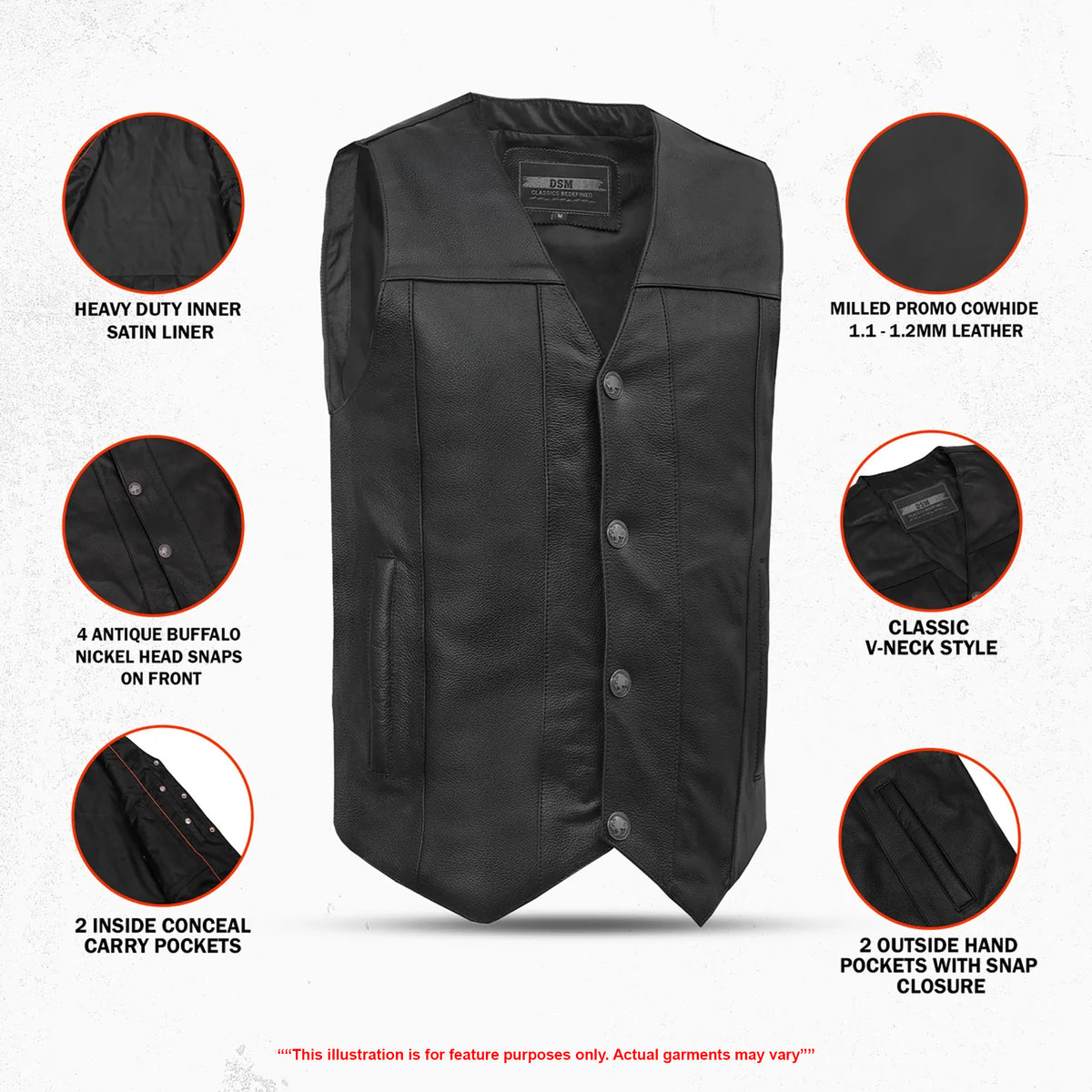 Trinity Men's Motorcycle Leather Vest