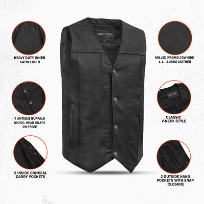 DS141 The Diablo Men's Motorcycle Leather Vest