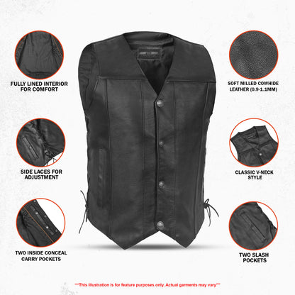 Bullock Men's Motorcycle Leather Vest