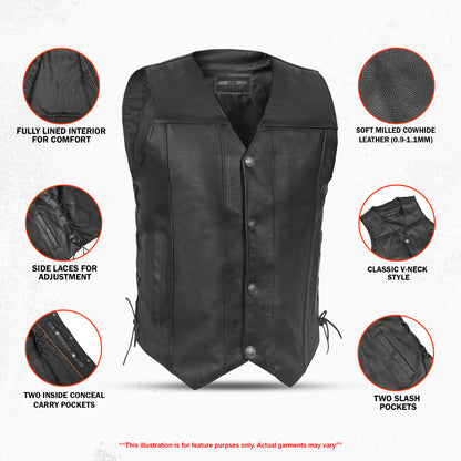 Bullock Men's Motorcycle Leather Vest