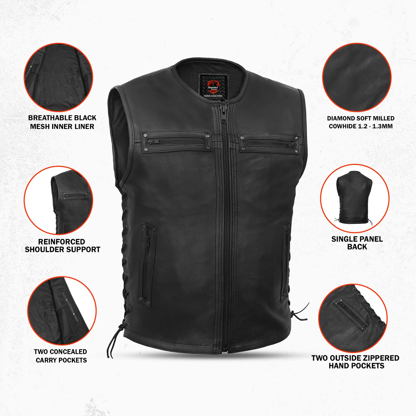Bandit™ Men's Motorcycle Leather Vest