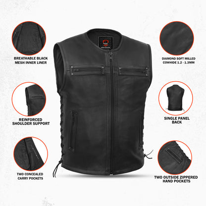 Bandit™ Men's Motorcycle Leather Vest