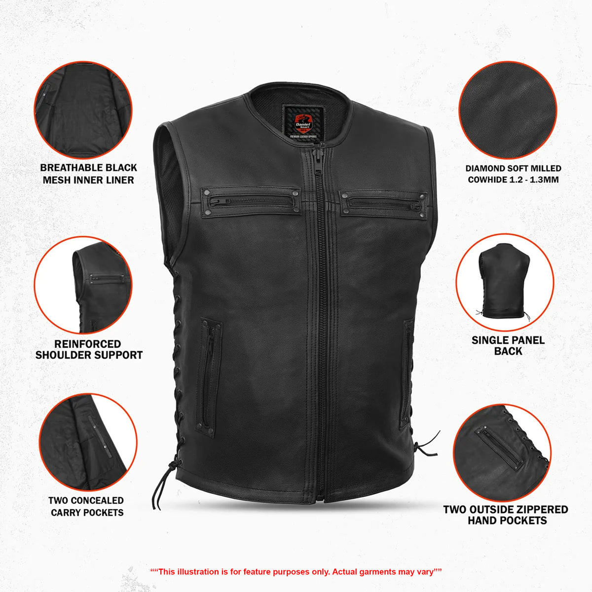 Bandit™ Men's Motorcycle Leather Vest
