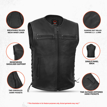 Bandit™ Men's Motorcycle Leather Vest