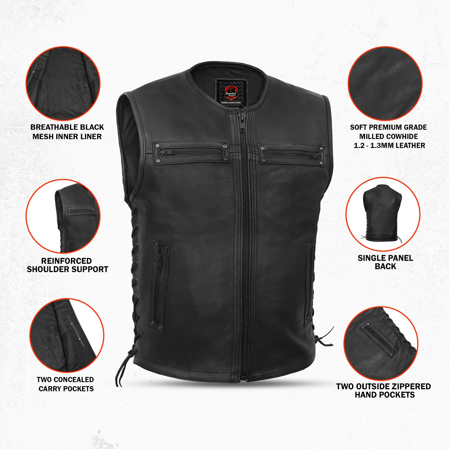 Bandit™ Men's Motorcycle Leather Vest