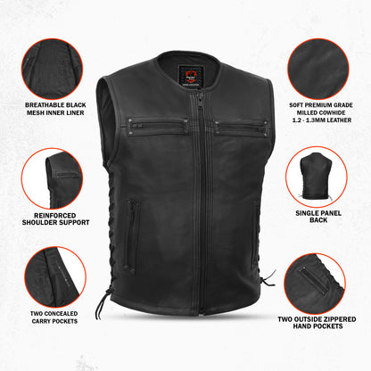Bandit™ Men's Motorcycle Leather Vest