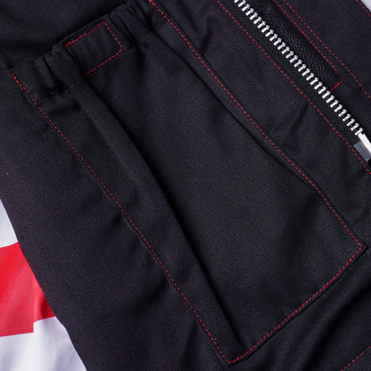 DS155 Men's Leather Vest with Red Stitching and USA Inside Flag Lining