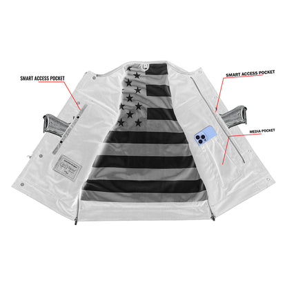 DS155 Men's Leather Vest with Red Stitching and USA Inside Flag Lining