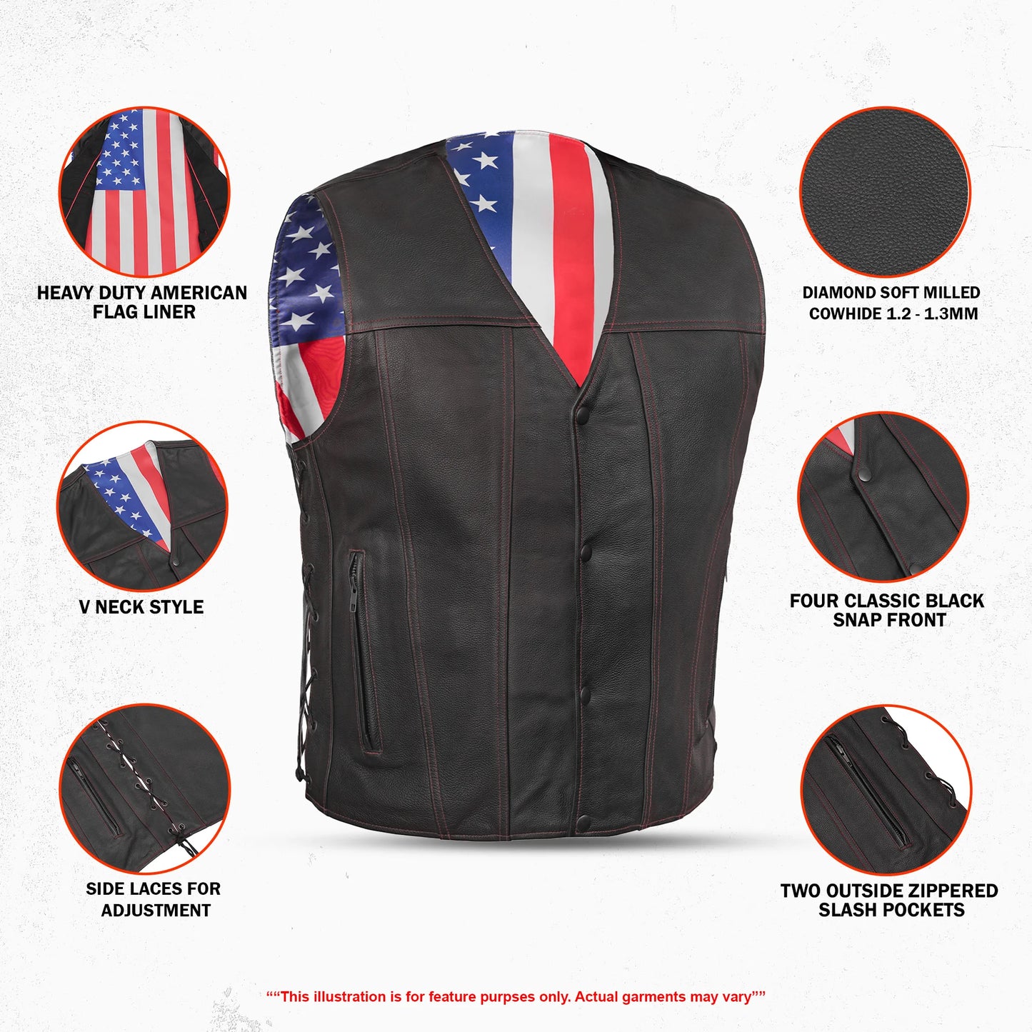 Honor™ Men's Motorcycle Leather Vest