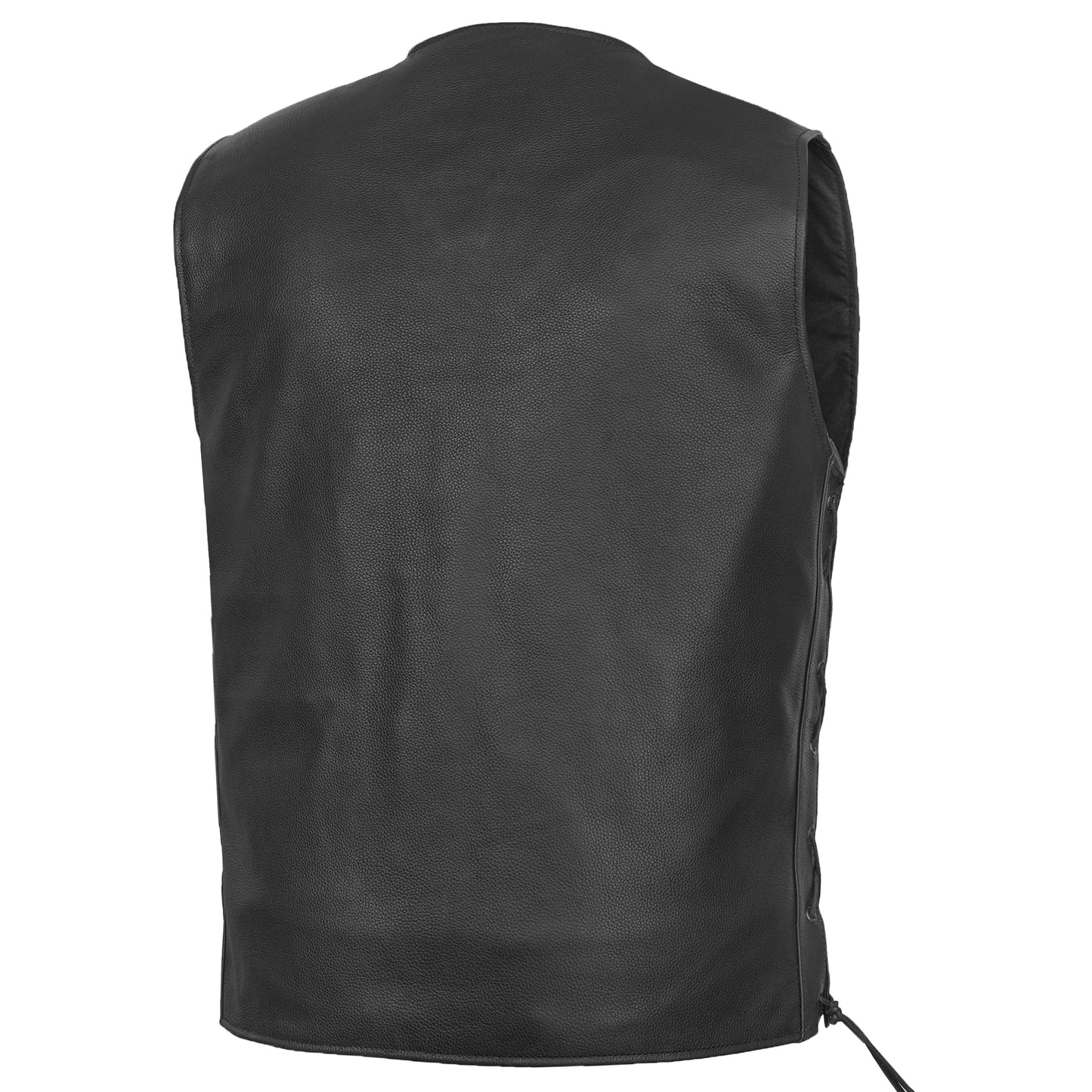 DS161TALL Men's Tall Classic Tapered Bottom Biker Leather Vest