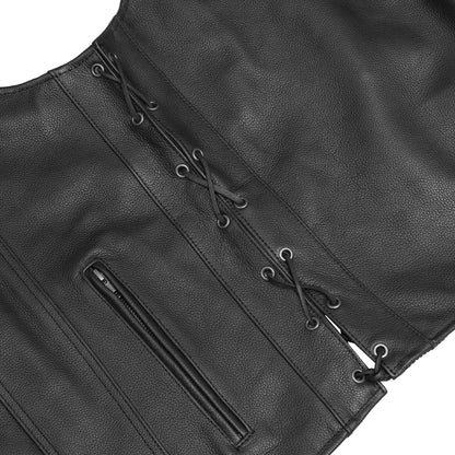 DS161TALL Men's Tall Classic Tapered Bottom Biker Leather Vest