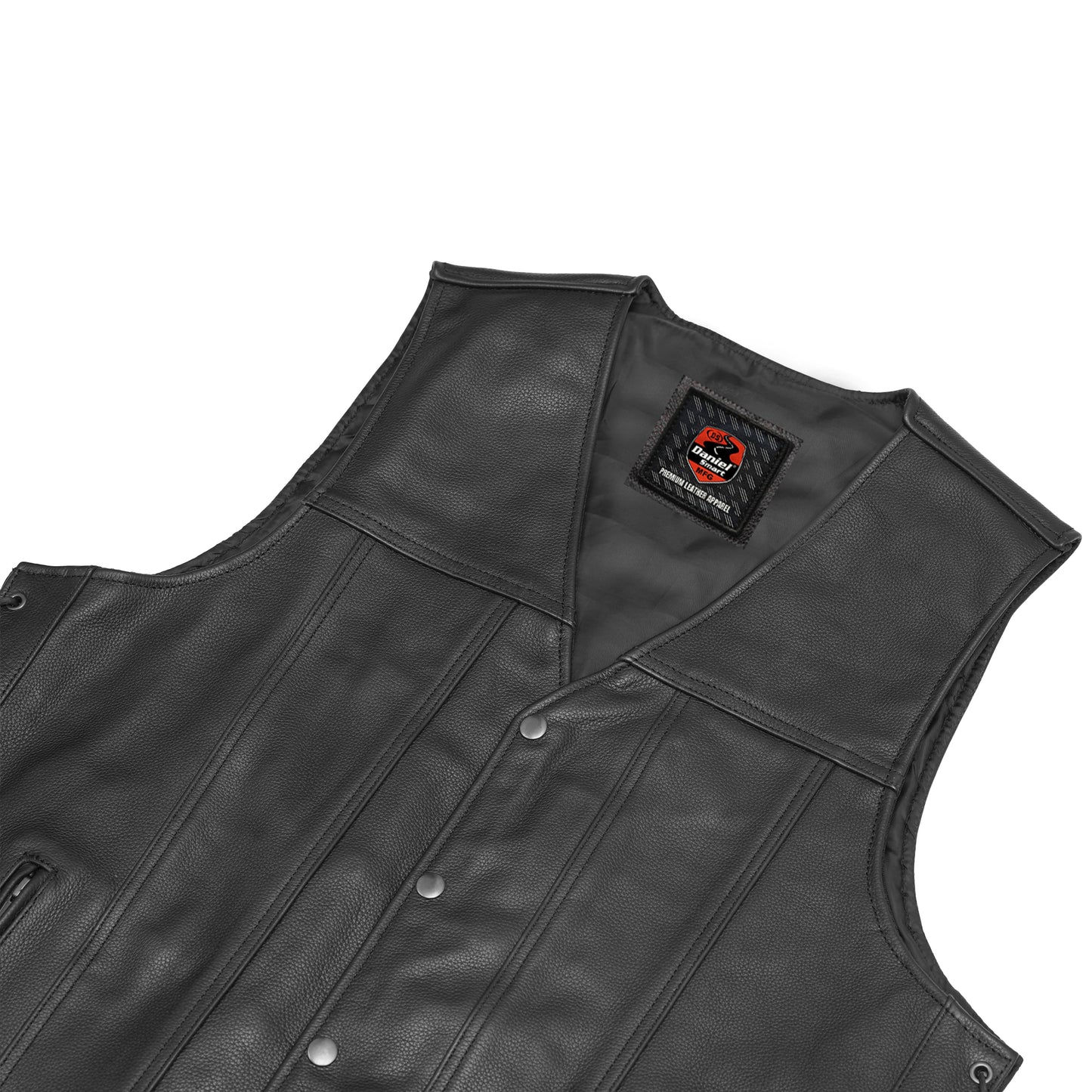 DS161TALL Men's Tall Classic Tapered Bottom Biker Leather Vest