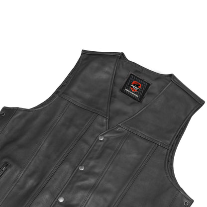 DS161TALL Men's Tall Classic Tapered Bottom Biker Leather Vest