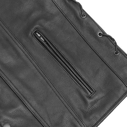 DS161TALL Men's Tall Classic Tapered Bottom Biker Leather Vest