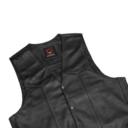 DS162TALL Men's Tall Classic Biker Leather Vest