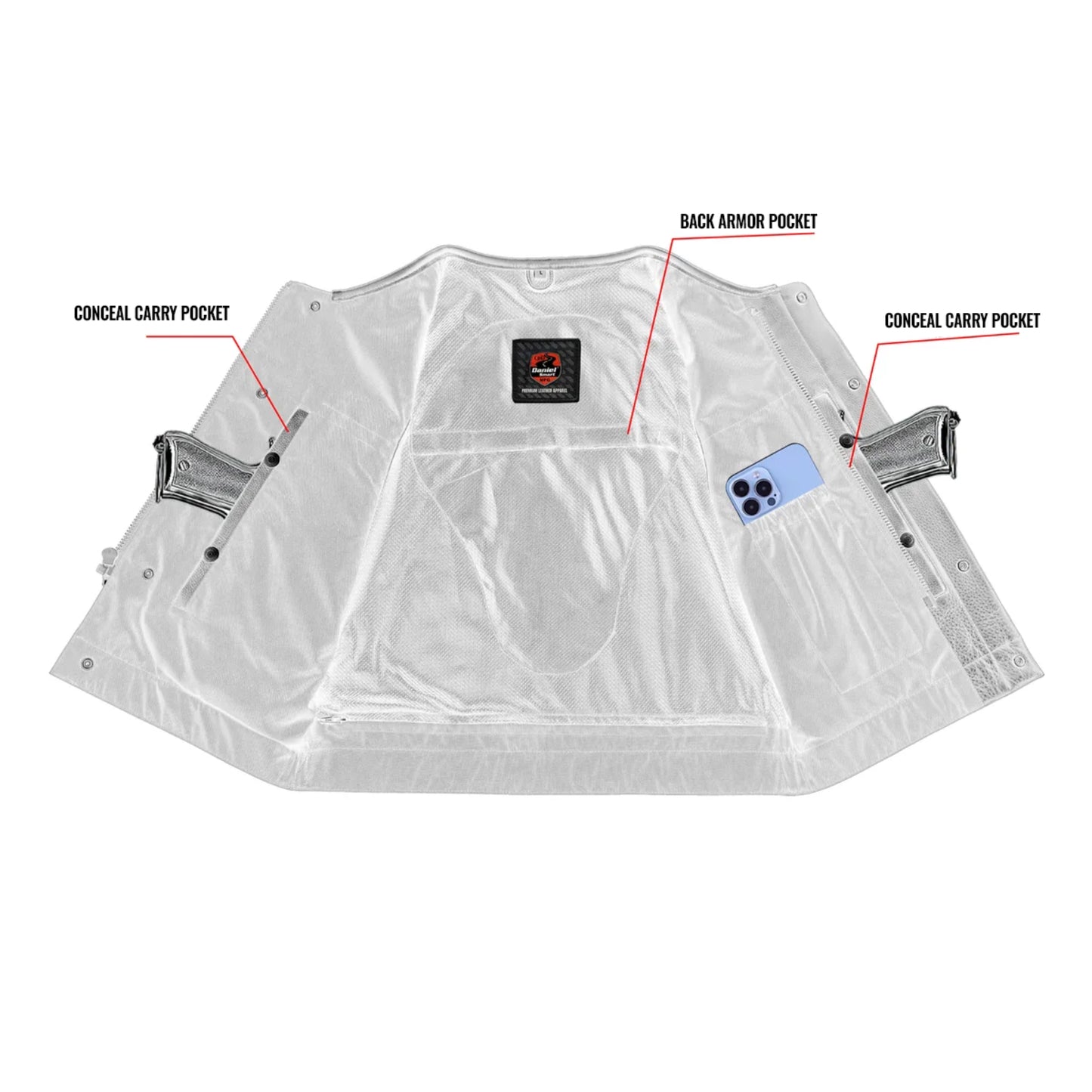 Drop Zone Lowcut Men's Club Style Leather Motorcycle Vest