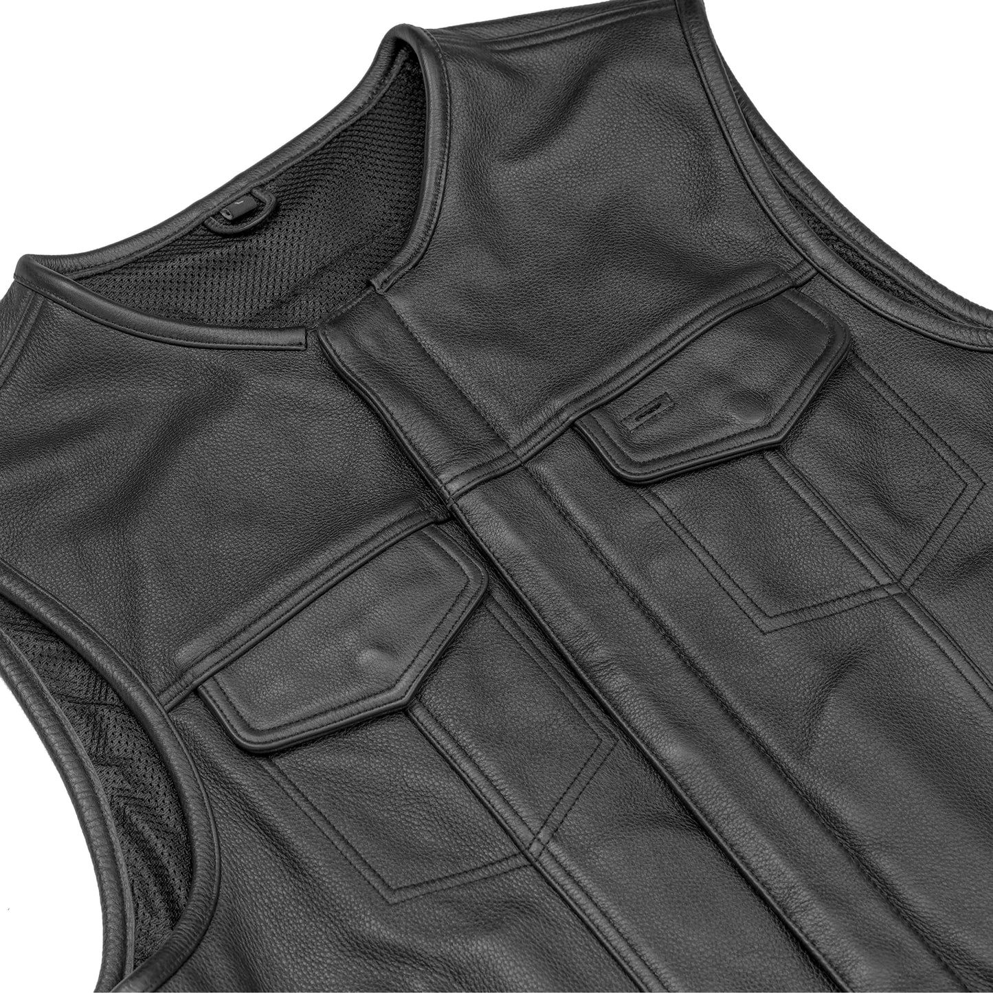 DS166 Drop Zone Lowcut Men's Club Style Leather Motorcycle Vest