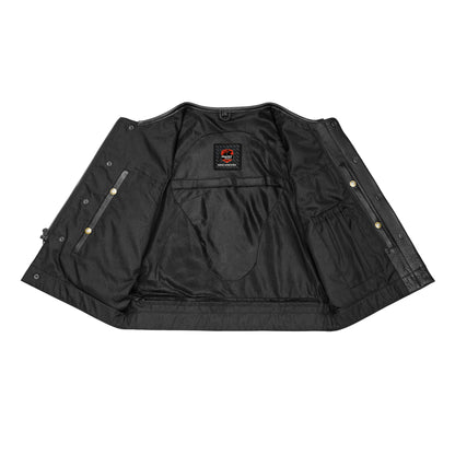 DS166 Drop Zone Lowcut Men's Club Style Leather Motorcycle Vest
