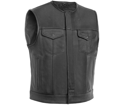 Drop Zone Lowcut Men's Club Style Leather Motorcycle Vest