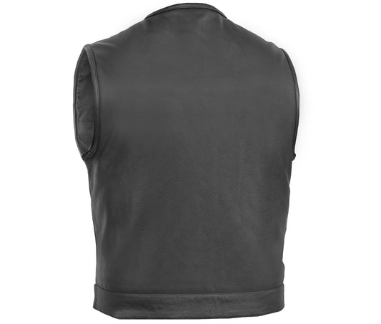Drop Zone Lowcut Men's Club Style Leather Motorcycle Vest