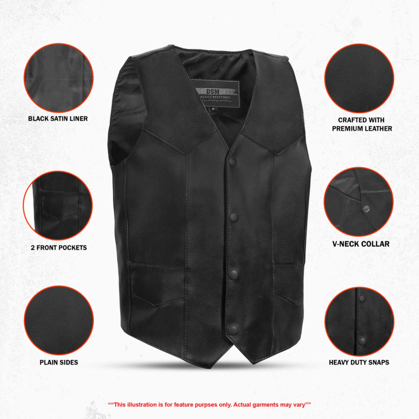 Kids Leather Traditional Style Plain Side Vest