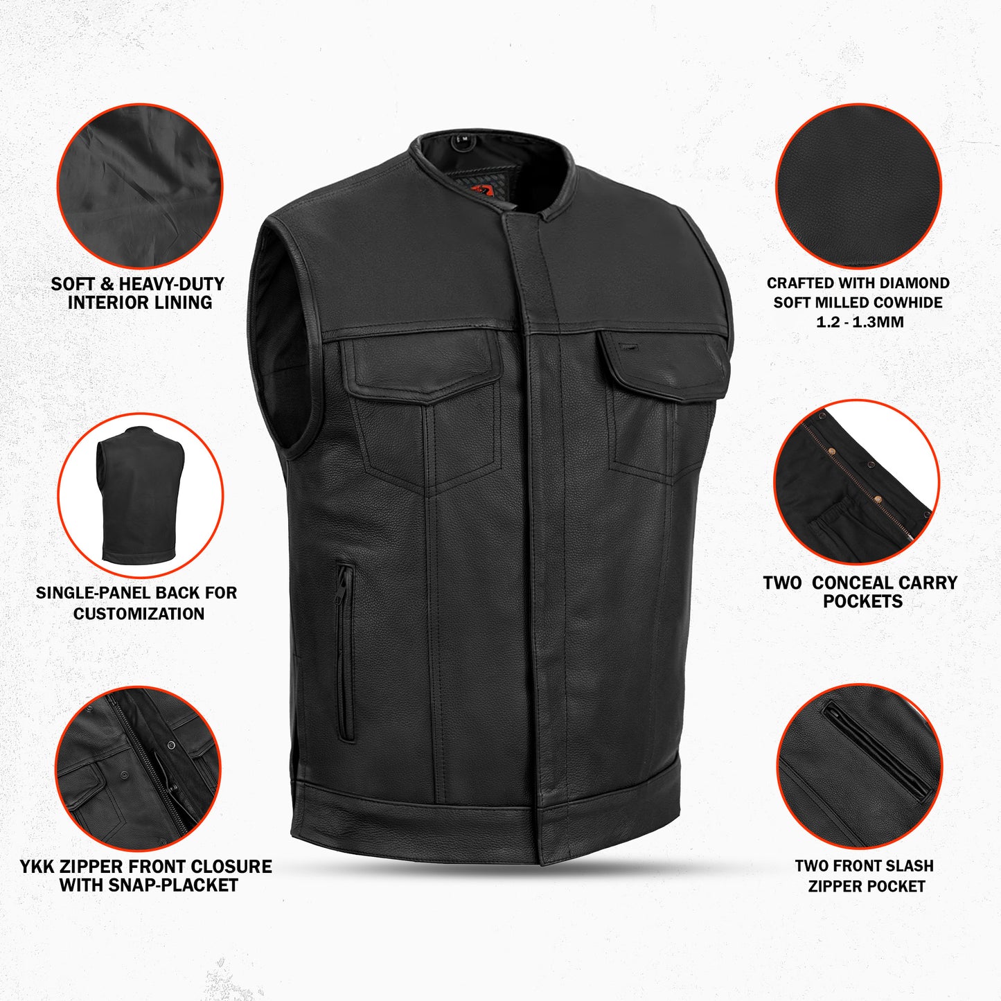 Vestra Men's Motorcycle Leather Vest