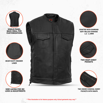 Hawk Men's Motorcycle Leather Vest