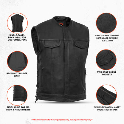 Hawk Men's Motorcycle Leather Vest