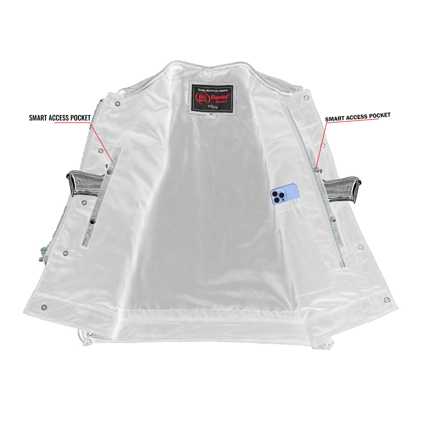 DS178 Upgraded Style Gun Pockets, Hidden 10" Gun Metal Zipper