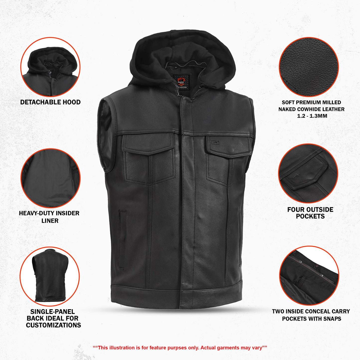 Cole™ Men's Motorcycle Leather Vest