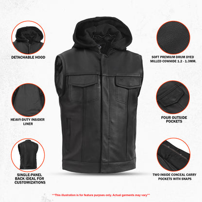 DS182 Concealed Snaps, Premium Naked Cowhide, Removable Hood & Hidden