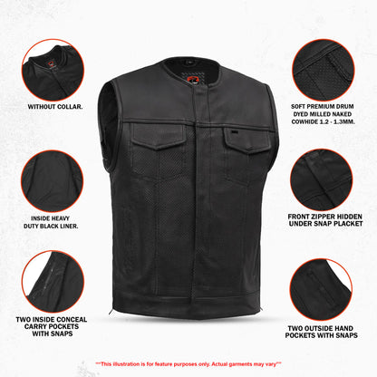 Blackbird™ Perforated Men's Motorcycle Leather Vest