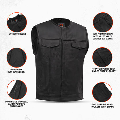 Blackbird™ Perforated Men's Motorcycle Leather Vest