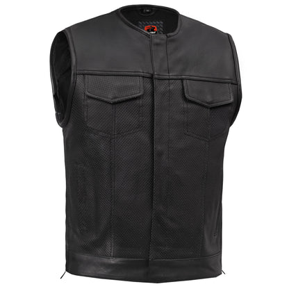 Blackbird™ Perforated Men's Motorcycle Leather Vest