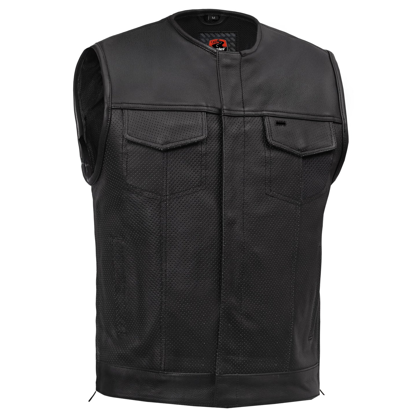 Blackbird™ Perforated Men's Motorcycle Leather Vest