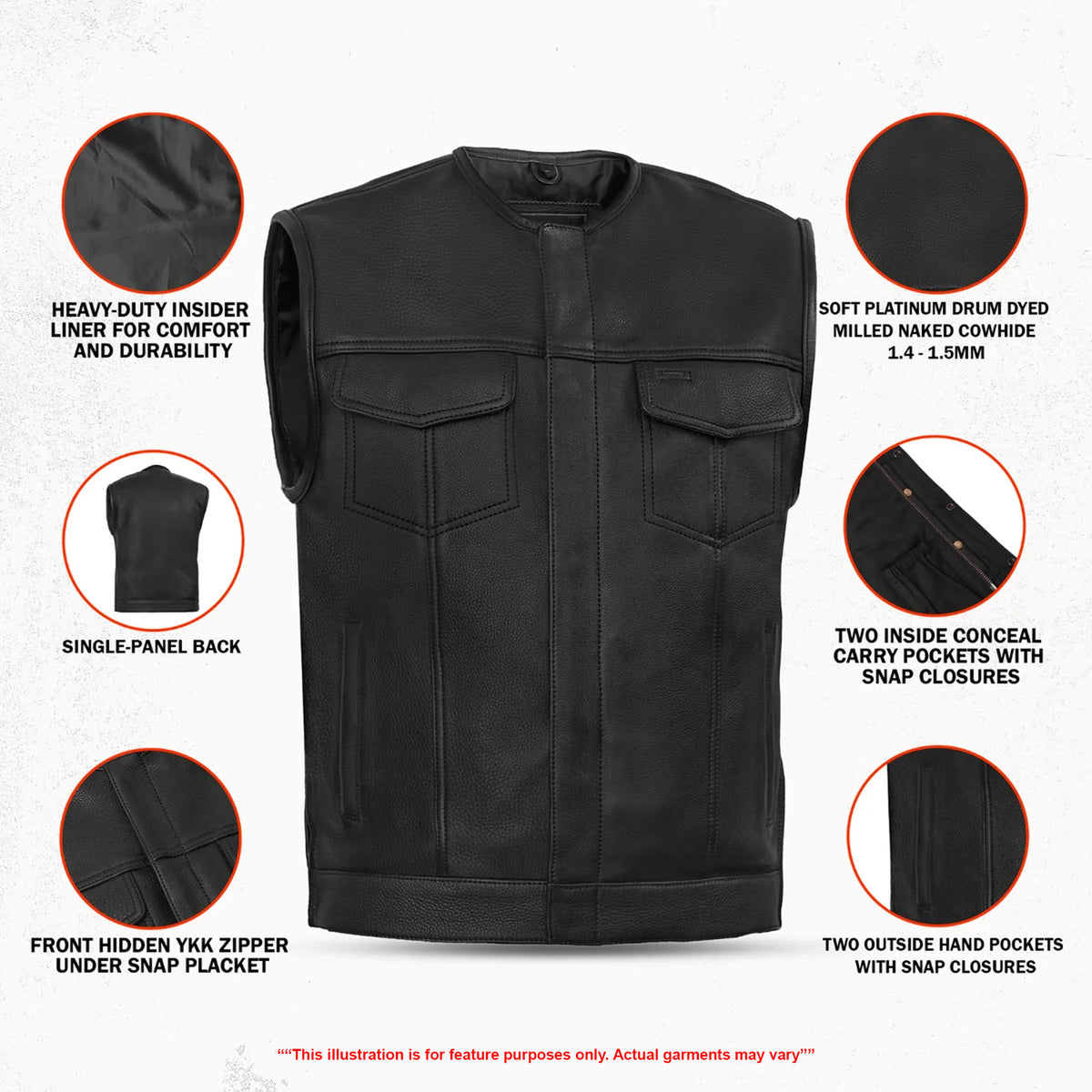 Maverick Men's Motorcycle Leather Vest