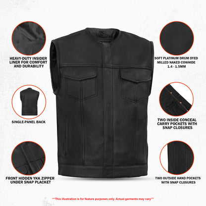 Maverick Men's Motorcycle Leather Vest