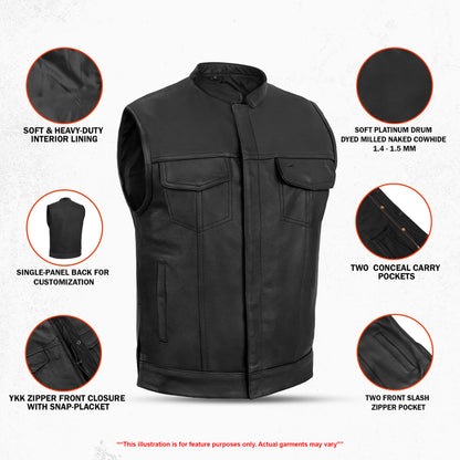 Sideon Men's Motorcycle Leather Vest
