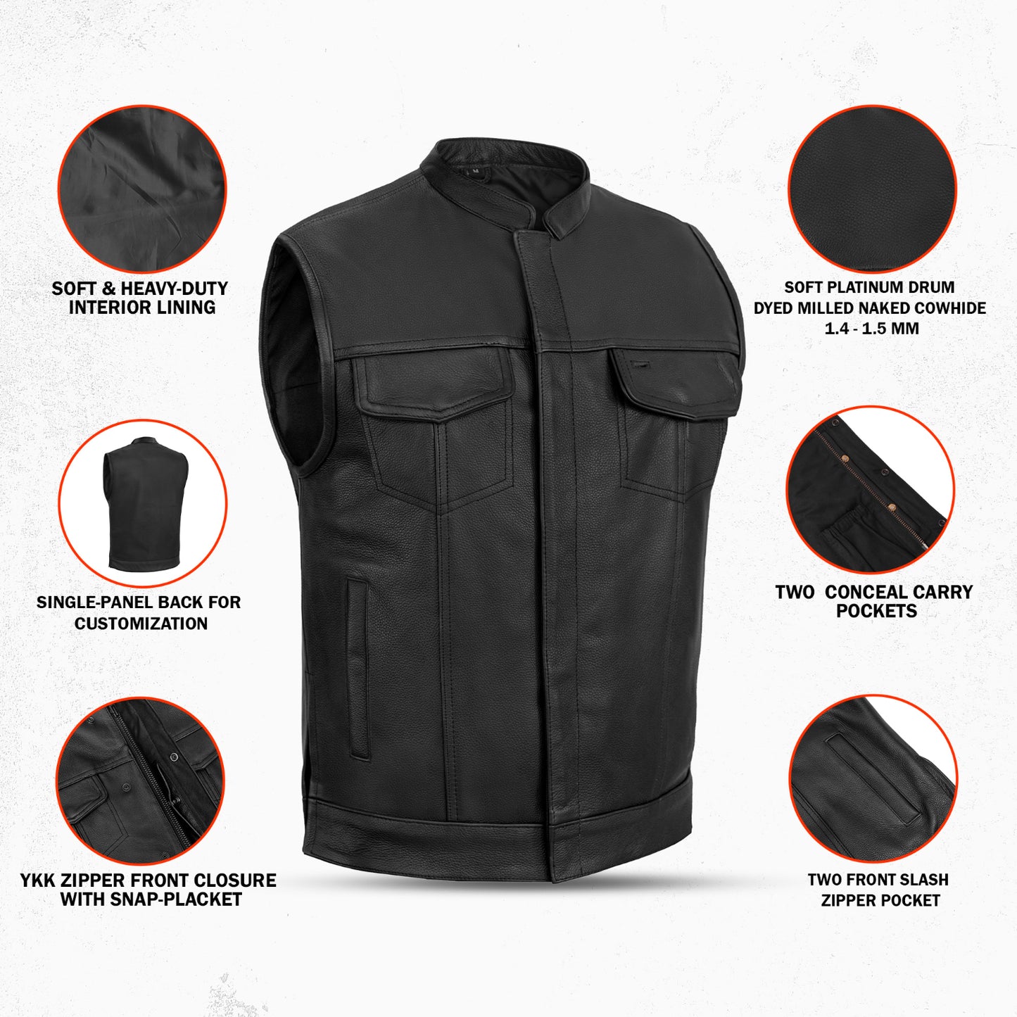 DS188 Upgraded Style Gun Pockets, Hidden 10'' Gun Metal Zipper, Side