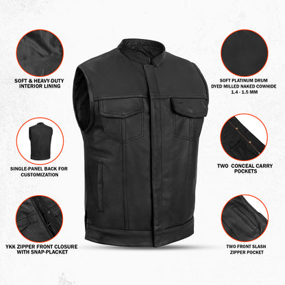 DS188 Upgraded Style Gun Pockets, Hidden 10'' Gun Metal Zipper, Side